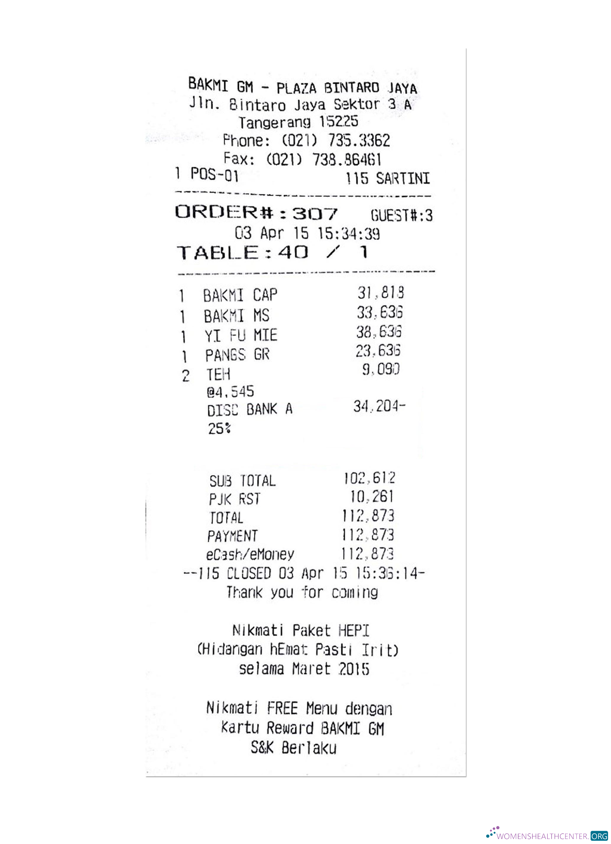 Download BAKMI GM PLAZA payment receipt Photoshop template